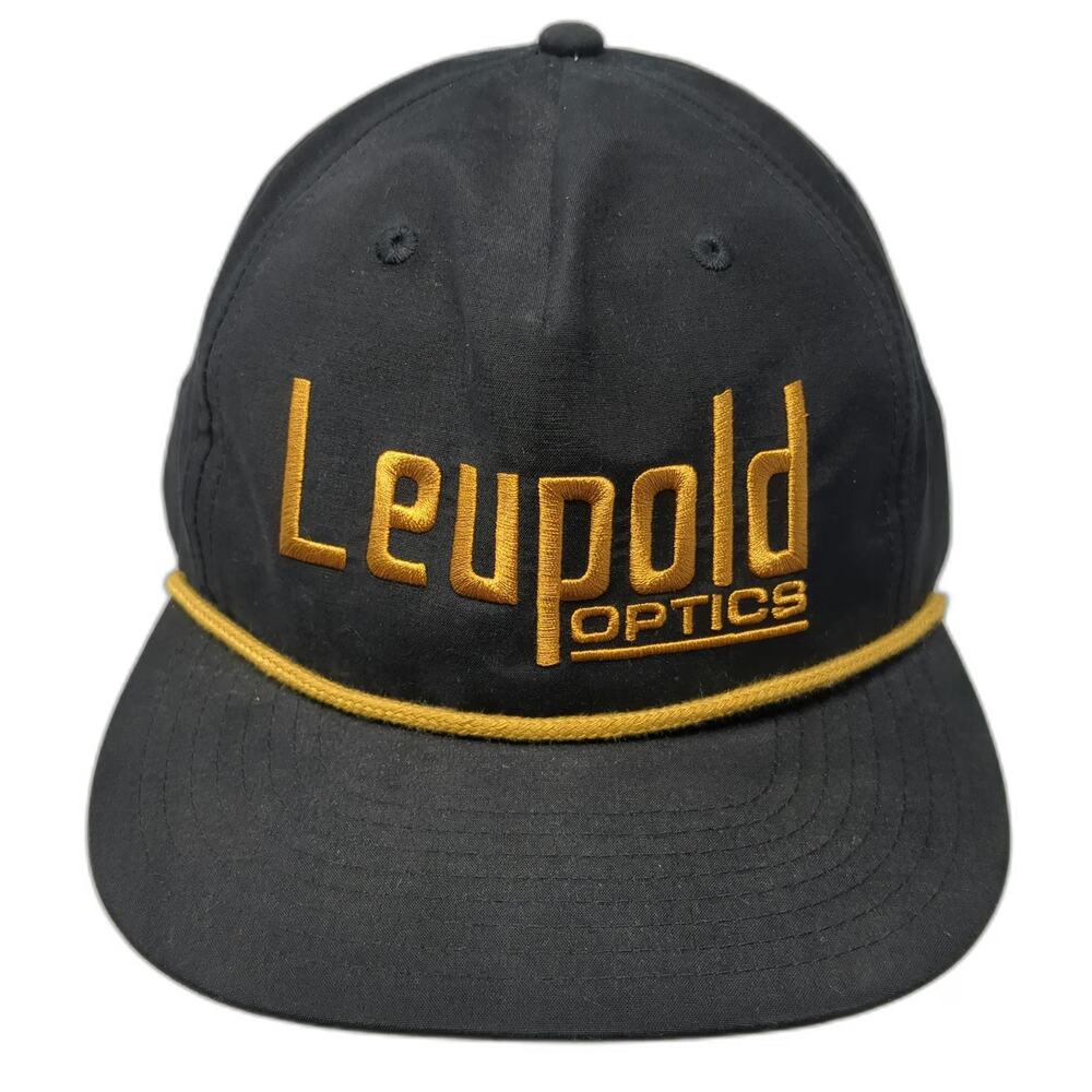 Richardson 5 Panel Black OSFM Hat Leupold Optics Gold Rope Snapback Flat Bill